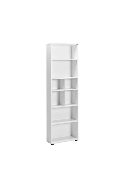 Adore Mobilya White 8 Bölmeli Kitaplık-Mat Beyaz 55x187x23 CM (GxYxD)