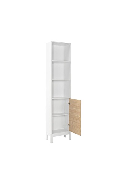 Adore Mobilya London 5 Raflı Kapaklı Kitaplık-Meşe-Beyaz 45x202x26 CM (GxYxD)