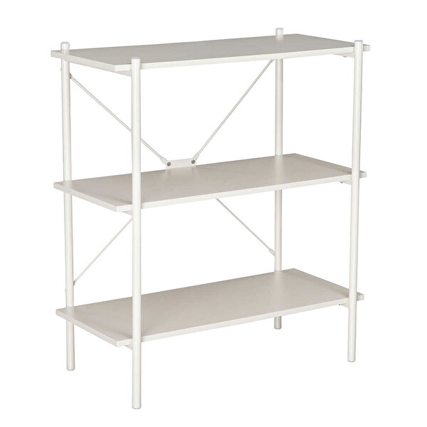 Adore Mobilya Retro 3 Raflı Metal Kitaplık-Vizon 80x92x40 CM