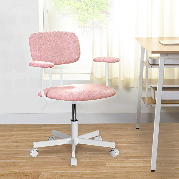 Adore Mobilya Teddy Ofis ve Çalışma Sandalyesi-Pembe 64x74-83x63 CM