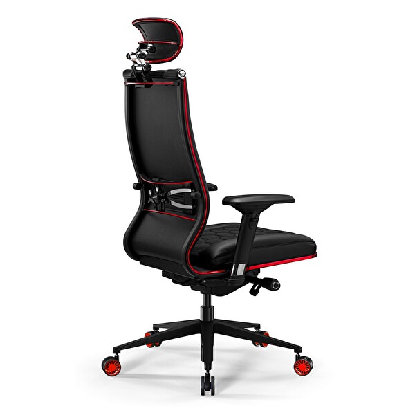 Metta Samurai Red Ergonomik Fileli ve Deri Oyuncu / Ofis Koltuğu - 2E2.3.7.B7 Kırmızı-Siyah