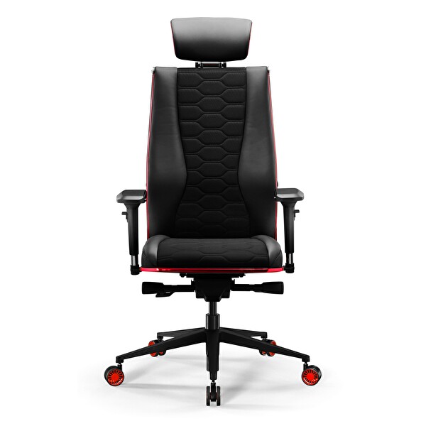 Metta Samurai Red Ergonomik Fileli ve Deri Oyuncu / Ofis Koltuğu - 2E2.3.7.B7 Kırmızı-Siyah