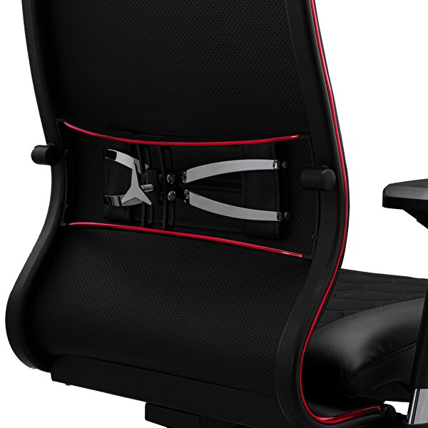 Metta Samurai Red Ergonomik Fileli ve Deri Oyuncu / Ofis Koltuğu - 2E2.3.7.B7 Kırmızı-Siyah