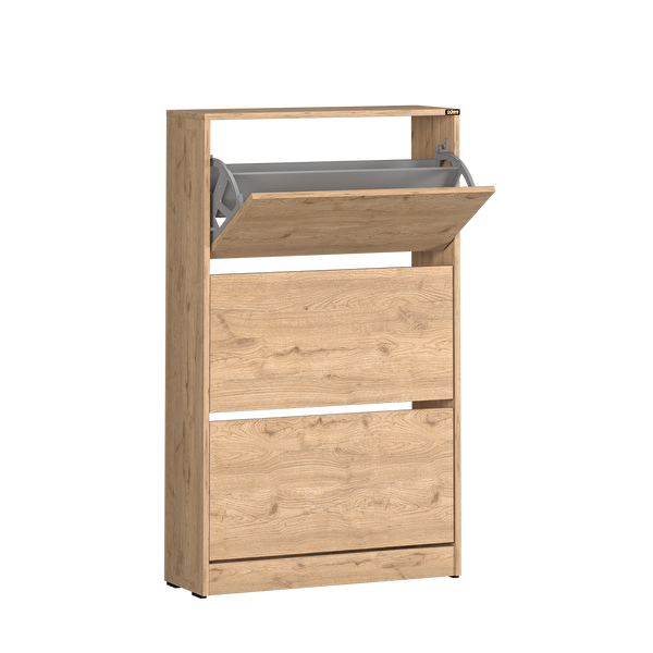 Adore Mobilya Flat Duo 3 Katlı Geniş Ayakkabılık - Florida Meşe 73x119x26 cm