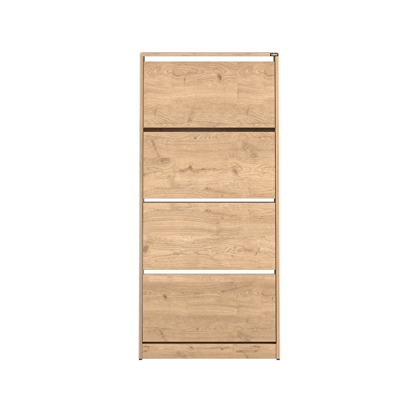 Adore Mobilya Flat Duo 4 Katlı Geniş Ayakkabılık - Florida Meşe 73x157x26 cm