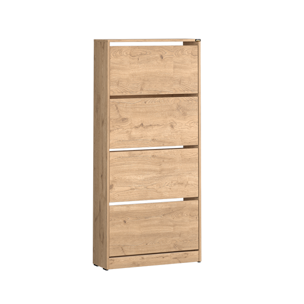 Adore Mobilya Flat Duo 4 Katlı Geniş Ayakkabılık - Florida Meşe 73x157x26 cm