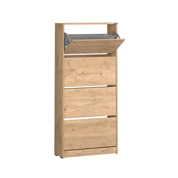 Adore Mobilya Flat Duo 4 Katlı Geniş Ayakkabılık - Florida Meşe 73x157x26 cm