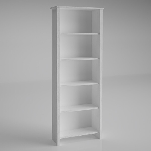 Wood'n Love Venezia Premium Ahşap Ayaklı 5 Raflı Kitaplık - Wood Beyaz