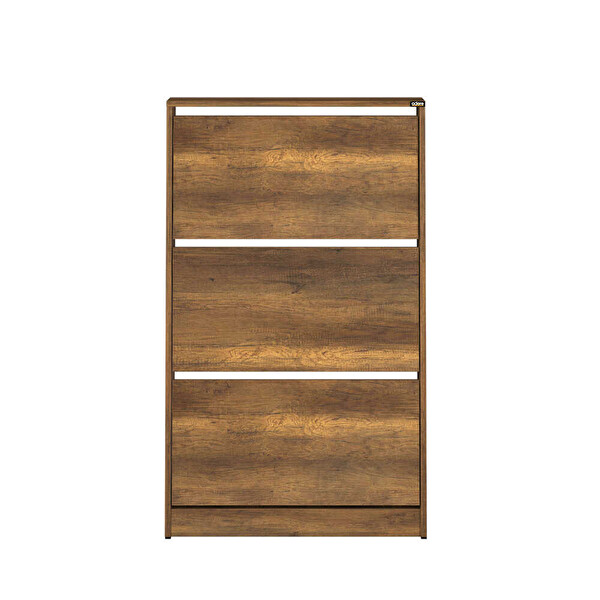 Adore Mobilya Flat Duo 3 Katlı Geniş Ayakkabılık - Oslo Ceviz 73x119x26 CM