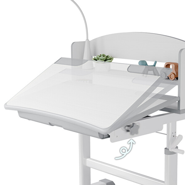 Karr Kids Sakura Yükseklik ve Açı Ayarlı Ergonomik Gri Çocuk Çalışma Masası