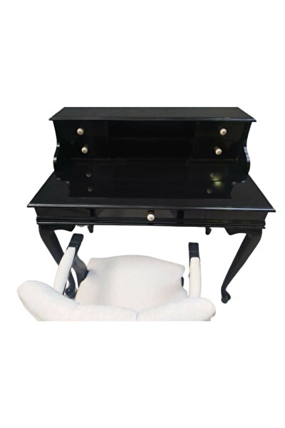 Bengi Ticaret 18527 ST Kelebek Siyah Keten Kumaş Aslan Ayak Porselen Kulp Çalışma Takımı