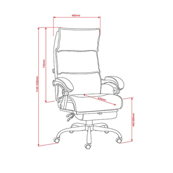Adore Mobilya Ultra Comfort Çalışma Koltuğu - Vizon 64.5x112-120x65 CM