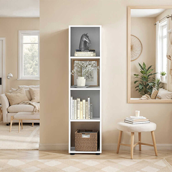 Adore Mobilya Cubic Kitaplık Beyaz 36x140.5x30 CM