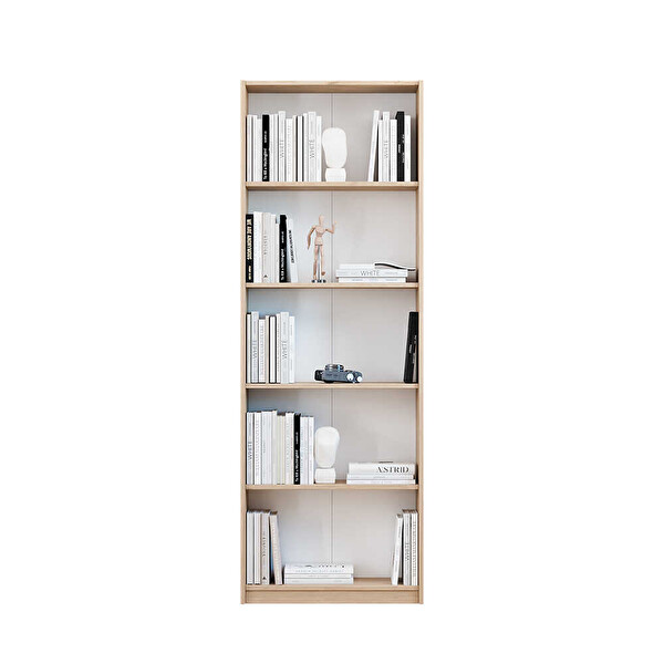 Adore Mobilya Modern 5 Raflı Kitaplık - Florida Meşe 64x182x26 CM