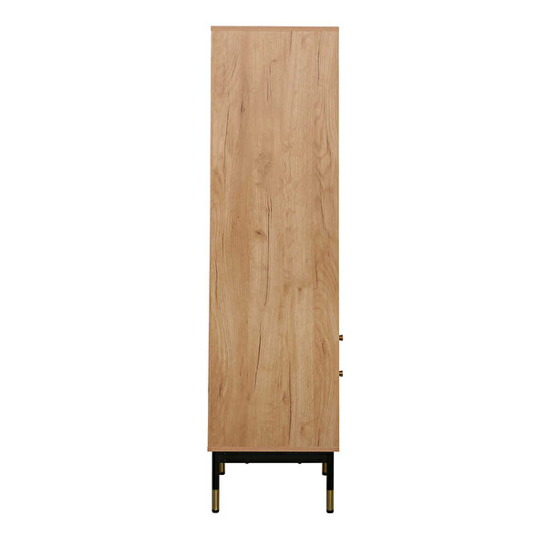 Adore Mobilya Madrid 3 Bölmeli - Çekmeceli Kitaplık - Büfe Ceviz-Siyah 48x40x154.5 CM