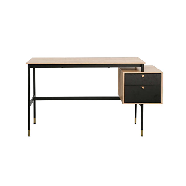 Adore Mobilya Madrid 2 Çekmeceli Çalışma Masası Ceviz-Siyah 137.5x54x76 CM