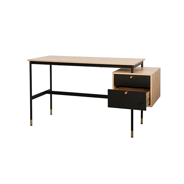 Adore Mobilya Madrid 2 Çekmeceli Çalışma Masası Ceviz-Siyah 137.5x54x76 CM