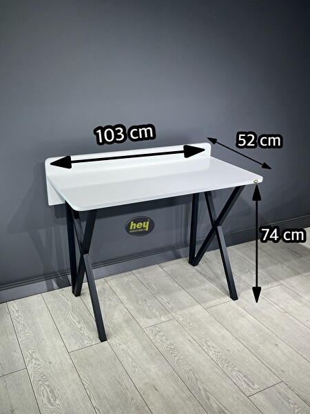 Hey Modüler Mobilya Buse Çalışma Masası Ofis Bilgisayar Masası - Katlanır Sandalyeli 103 CM Metal Siyah Ayak