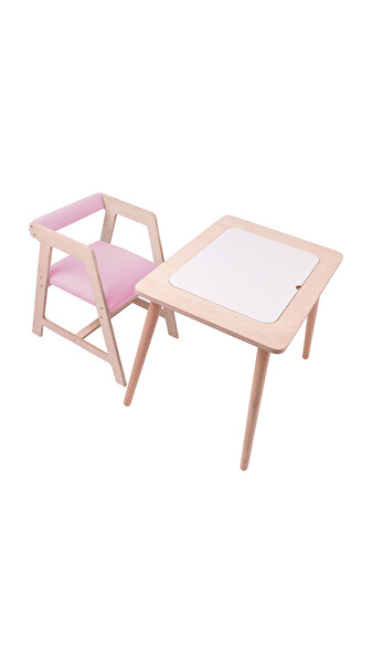 Rozitoys Montessori Saklama Alanlı Çocuk Ahşap Etkinlik Çalışma Masası Ve Sandalyesi - Pembe