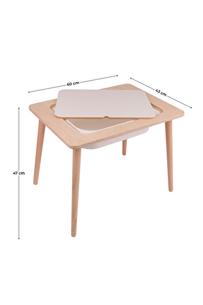 Rozitoys Montessori Saklama Alanlı Çocuk Ahşap Etkinlik Çalışma Masası Ve Sandalyesi - Pembe