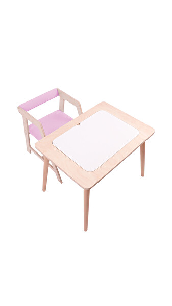 Rozitoys Montessori Saklama Alanlı Çocuk Ahşap Etkinlik Çalışma Masası Ve Sandalyesi - Pembe