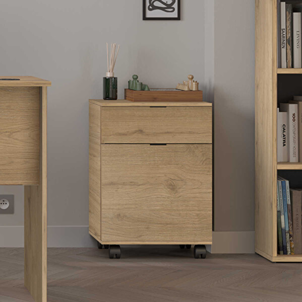 Adore Mobilya Rio Ofis Kilitli Çekmeceli Keson - Florida Meşe 41x61x45 CM