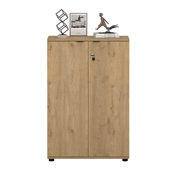 Adore Mobilya Rio 3 Raflı Kapaklı Kitaplık - Florida Meşe 72x109x34 CM