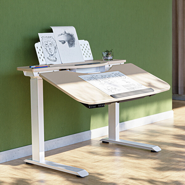 Karr Office O-Flex Angle 104x71 CM Elektrikli Yükseklik Ayarlanabilir Ofis Masası Beyaz