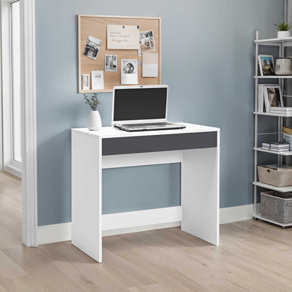 Adore Mobilya Vera Çekmeceli Çalışma Masası Beyaz-Antrasit 80x75x45 CM