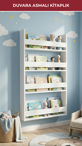 Pikas 4 Raflı Çok Amaçlı Raf 60x120 CM Beyaz Kitaplık