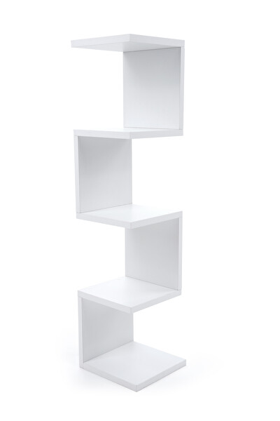 Pikas 4 Raflı Köşe Duvar Rafı Kitaplık 22x96 CM - Beyaz
