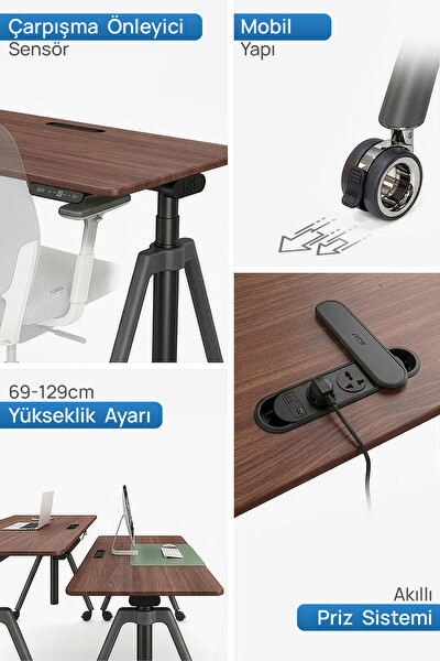 Karr Office O-Flex Oak Yükseklik Ayarlı Çalışma Masası