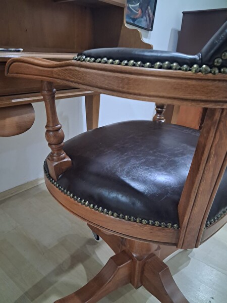 Bengi Ankara Mobilya İlham 90635 Döner Sandalye Klasik Ceviz Çalışma Masası