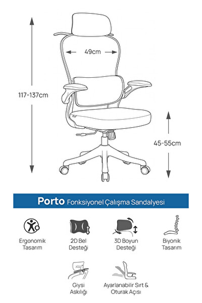 Karr Office Porto Ergonomik Çalışma Sandalyesi Siyah