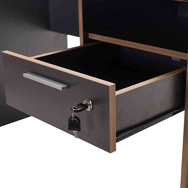 Adore Mobilya Concept Kilitli Çekmeceli Çalışma Masası - Antrasit-Kontra 120x75x60 CM