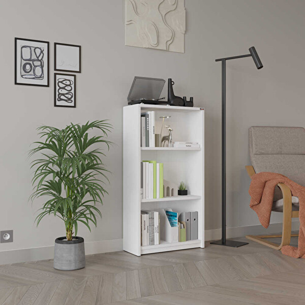 Adore Mobilya 3 Raflı Kitaplık - Beyaz 58x106x23 CM