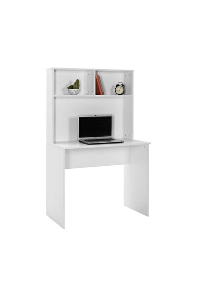 Adore Mobilya Beyaz Raflı Çalışma Masası Mat Beyaz 90x148x52 CM GxYxD