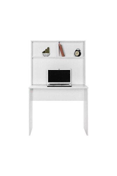 Adore Mobilya Beyaz Raflı Çalışma Masası Mat Beyaz 90x148x52 CM GxYxD