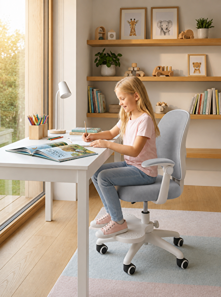 ErgoKids Buzzy Çocuk Çalışma Sandalyesi Açık Gri