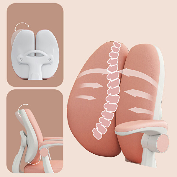ErgoKids Puffy Kız Çocuk Çalışma Sandalyesi Pembe
