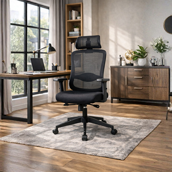 Adore Mobilya Tempo Ergonomik 64x116-126x66 CM Yönetici ve Çalışma Koltuğu File-Siyah