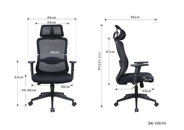 Adore Mobilya Tempo Ergonomik 64x116-126x66 CM Yönetici ve Çalışma Koltuğu File-Siyah