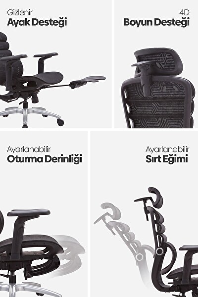 Karr Office Rosso Ergonomik Çalışma Koltuğu Siyah