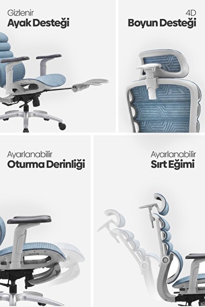 Karr Office Rosso Ergonomik Çalışma Koltuğu Mavi