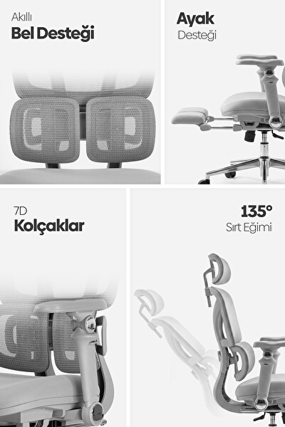Karr Office Braga Ergonomik Çalışma Koltuğu Gri