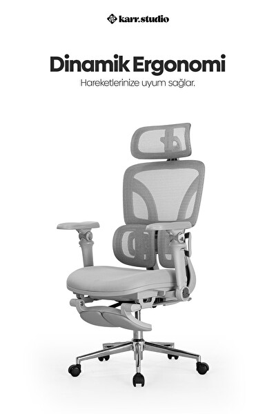 Karr Office Braga Ergonomik Çalışma Koltuğu Gri
