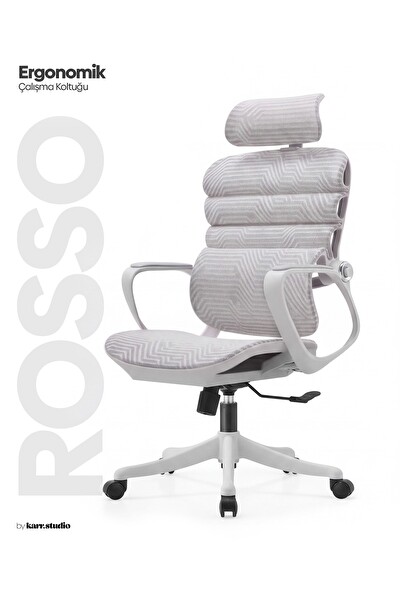 Karr Office Rosso Ergonomik Çalışma Koltuğu Sabit Kolçak Beyaz