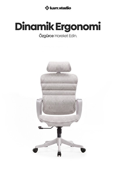 Karr Office Rosso Ergonomik Çalışma Koltuğu Sabit Kolçak Beyaz