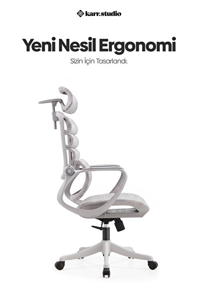 Karr Office Rosso Ergonomik Çalışma Koltuğu Sabit Kolçak Beyaz
