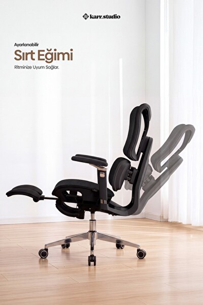 Karr Office Okawa Titreşimli Masaj Destekli Ergonomik Çalışma Koltuğu Siyah